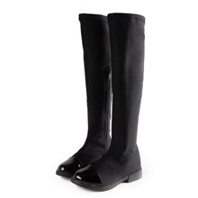 Autumn Girls Knee-High Boots Fashion Winter Shoes Over The Knee Casual Kids Boots Black Children Shoes PU + Cloth Girls Boots 2024 - buy cheap