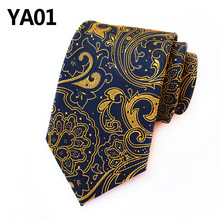 Gravata caxemira dourada, gravata masculina clássica em tecido de seda 2024 - compre barato