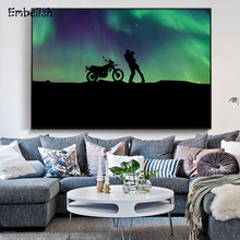 Embelish 1 Pieces Hot Aurora Lovers Kiss Modern Home Decor Wall Art Pictures For Living Room HD Print Canvas Paintings Posters 2024 - buy cheap