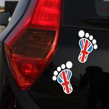 Aliauto Reflective Funny Car Sticker And Decal British flag footprints feet Accessories for Mini cooper Toyota Volkswagen Honda 2024 - buy cheap