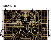 Mehofoto o grande gatsby fundo de festa para fotografia de decoração de aniversário, faixas de fundo douradas pretas, cenários de cabine fotográfica, estúdio de fotografia 2024 - compre barato