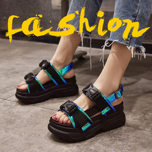 Olomm sandálias femininas esportivas, sapatos com plataforma, da moda casual para mulheres, sapatos de couro artificial 2024 - compre barato