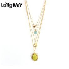 LongWay Brand fashion necklaces Square Collar Necklace yellow Color Multilayer Necklace Women Jewelry Wholesale SNE160103103 2024 - buy cheap