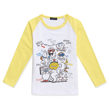 Camiseta manga comprida para meninos e meninas, camiseta infantil pintada à mão, estampa de monstro engraçada, de algodão 2024 - compre barato