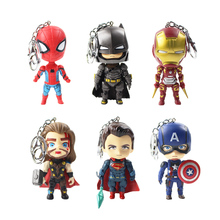 LLavero de Los vengadores de Marvel con colgante de Spiderman, Iron man, Thor, Capitán América, juguete de acción de PVC, 6 uds./lote 2024 - compra barato