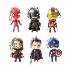 6pcs/lot Marvel Avengers Keychain Spiderman Iron man Thor Captain America Pendant PVC Action Figure Model Toy 2024 - buy cheap