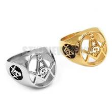 Silver Color Gold Masonic Biker Ring Stainless Steel Jewelry Fashion Freemasonry Masonic Men Women Ring Wholesale SWR0576 2024 - buy cheap