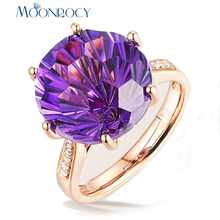 MOONROCY Rose Gold Color CZ Purple Crystal Wedding Rings Adjustable Size Party Finger Jewelry for Women Girls Gift Drop Shipping 2024 - buy cheap