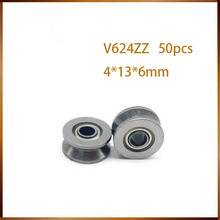 V624zz 50pcs/Lot  V624 624VV 4x13x6mm V Groove Carbon Steel Deep Groove Ball Bearing Traces Walking Guide Rail Bearing Brand New 2024 - buy cheap