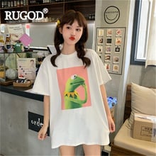 RUGOD Funny frog print women t shirt short sleeves o neck summer tops and tees loose harajuku modis femme camiseta mujer 2024 - buy cheap