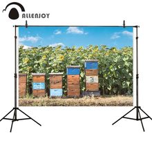 Allenjoy-Fondo de fotografía de primavera, telón de fondo de cielo, granja occidental, girasol, utillaje de estudio fotográfico, fotocall para niños 2024 - compra barato