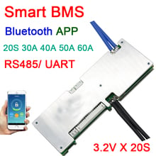 2019 20s 60v 30a 40a 50a 60a lifepo4 inteligente placa de proteção da bateria de lítio com equilíbrio bms sistema bluetooth app software monitor 2024 - compre barato