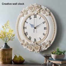 Relógio de parede decorativo estilo europeu, relógio criativo para casa, sala de estar/quarto/estudo/relógio mudo, gráfico de parede, redondo de 12 polegadas 2024 - compre barato