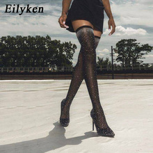 Eilyken-Botas por encima de la rodilla con punta puntiaguda para mujer, botines hasta el muslo, Sexy, de tacón alto, a la moda, 2021 2024 - compra barato