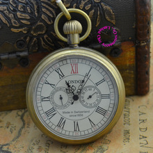 g for wholesale buyer price good quality grandfather man antique retro  bronze 5 hands london mechanical pocket watch hour 2024 - buy cheap