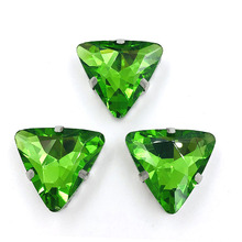 Hierba verde triangular para coser diamantes de imitación, pedrería suelta de cristal de alta calidad, 18mm de 20 piezas, envío gratis 2024 - compra barato