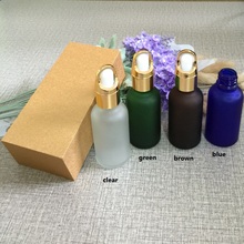 4pcs 30ml frosted glass bottle empty  dropper bottle With wooden box,gold cap essential oil bottle, perfume subpackage jar 2024 - buy cheap