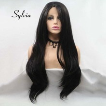 Sylvia 2#Light Brown Wig Natural Straight Wig Synthetic Kanekalon Lace Front Wigs Heat Resistant Fiber Long Hair Wig For Women 2024 - buy cheap