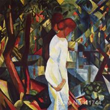 Macke-pinturas de arte moderno para parejas en el bosque, pintura a mano de alta calidad, de agosto 2024 - compra barato