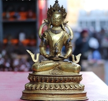 Tibet Purple Copper Gild Amitayus longevity God Goddess Buddha Kwan-yin Statue 2024 - buy cheap