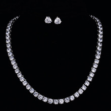 Classic Stunning Big Carat Round Cubic Zirconia Stones Bridal Choker Necklace Jewelry Set for Women Wedding Party 2024 - buy cheap