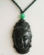 WholesaleLAN021  >Superb black stone carved buddha head pendant necklace 2024 - buy cheap