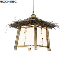 BOCHSBC-luces colgantes de bambú hechas a mano para comedor, balcón, pasillo, lámpara colgante Simple para Loft, estilo de granja 2024 - compra barato