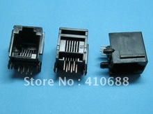 6P6C preto Com flange de entrada Side Modular Rede PCB Jack Conector 20 Pcs por lote 2024 - compre barato