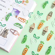 6 pçs/lote bonito fruta cenoura em forma de metal papel clipe bookmark papelaria escola material de escritório escolar papelaria 2024 - compre barato