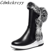 Women Boots Autumn and winter New style Cashmere True rabbit hair Comfortable Internal increase Keep warm Snow boots size 34-43 2024 - buy cheap