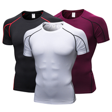 Camiseta masculina esportiva, camiseta de manga curta lisa com secagem rápida para corrida e fitness 2024 - compre barato