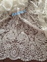 Tejido de malla de tul francés bordado blanco con lentejuelas David-91223 tela de encaje de red de Nigeria para vestido de novia 2024 - compra barato