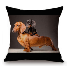 Almohada de decoración del hogar para perro de 18 ", cojín para silla de oficina de algodón y lino, color negro, marrón, mascota, perro salchicha, Coche 2024 - compra barato