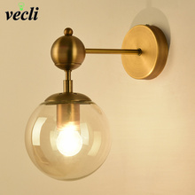 Lámparas LED de pared de estilo moderno, luces de bola de cristal nórdico para pasillo, dormitorio, mesita de noche, apliques de pared AC85-265V, E27 2024 - compra barato