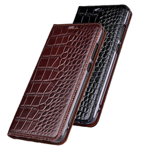 Top Genuine Cow Leather Case For SONY Xperia XA1 Plus Case Cover Stand Flip Crocodile Grain Phone Case 2024 - buy cheap