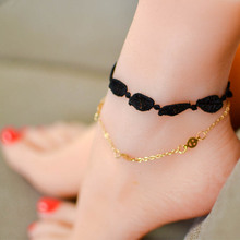 Handmade Gothic Retro Summer Sweet Leaf Lace Anklets Women AnkleBracelet Foot Metal Chain Jewelry Accessories 2024 - buy cheap