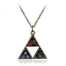 dongsheng Hot Vintage necklace Triforce Colorful Crystal pendant cosplay jewelry Fans Men Women Gift -30 2024 - buy cheap