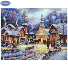 Kufwkey-Cuentas cuadradas completas 5D DIY, pintura de diamantes Navidad bordado de diamantes de nieve, punto de cruz, mosaico, decoración del hogar 2024 - compra barato