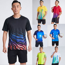 2019 Men's Tennis T Shirts + Shorts , Male Quick Dry Badminton T-Shirt , Man Sportwear Clothes  Table Kits Set Can Custom Name 2024 - buy cheap