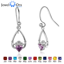 925 Sterling Sliver Claddagh Earrings Personalized Birthstone Drop Earrings Irish Friendship Jewelry Gift  (JewelOra EA102004) 2024 - buy cheap