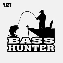 YJZT 15CM*13.2CM Bass Hunter Fishing Vinyl Decal Car Sticker Hunting Angler Black/Silver C24-0635 2024 - buy cheap