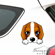 Pegatinas reflectantes de perro Beagle para coche, calcomanías decorativas creativas para maletero, parabrisas, decoración con estilo para coche D15, 14CM x 14CM 2024 - compra barato