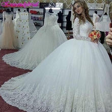 QFS074 Vestidos De novia de princesa De manga larga Vestidos de novia inflados Vintage vestido De fiesta Vestidos de novia bata De mariage 2020 2024 - compra barato