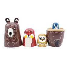 5Pcs/Set Animal Russian Dolls Wooden Bear Owl Rabbit Pattern Fun Matryoshka Dolls Baby Story Accessory Doll Toys 2024 - buy cheap