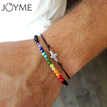 Conjunto de pulseira e cruz de chakra, bracelete masculino de 4mm com pedra natural, contas de buda para oração, yoga e semeadura 2024 - compre barato