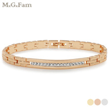 MxGxFam 19.5cm Crystal Watch Bracelet For Men Gold Color Fashion Jewelry Lead and Nickel Free 2024 - buy cheap