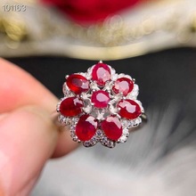 Anillo de rubí con flor Real y Natural, joyería fina hecha a mano, de Plata de Ley 925, Envío Gratis 2024 - compra barato