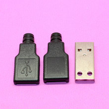 YuXi USB 2,0 разъем типа B Мама + тип A папа USB 4-контактный разъем для пайки с черной пластиковой крышкой 2024 - купить недорого