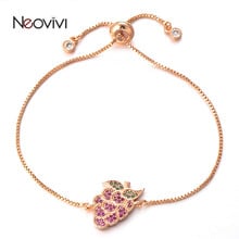 Neovivi Purple Grape Fruit Bracelets with Colorful Zircon Charm Copper Chain Adjustable Bracelet for Women Kind Girl DIY Jewelry 2024 - buy cheap