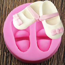 3D Cute Baby Shoes Bow Silicone Cake Molds Gum Paste Chocolate Candy Mold Fondant Cake Decorating Tools 2024 - buy cheap